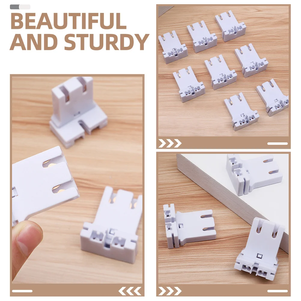 8pcs Led Test Lampholder Tombstone Light Socket For Fluorescent Tube Bracket Replacement Durable Lamp Base Tools Parts