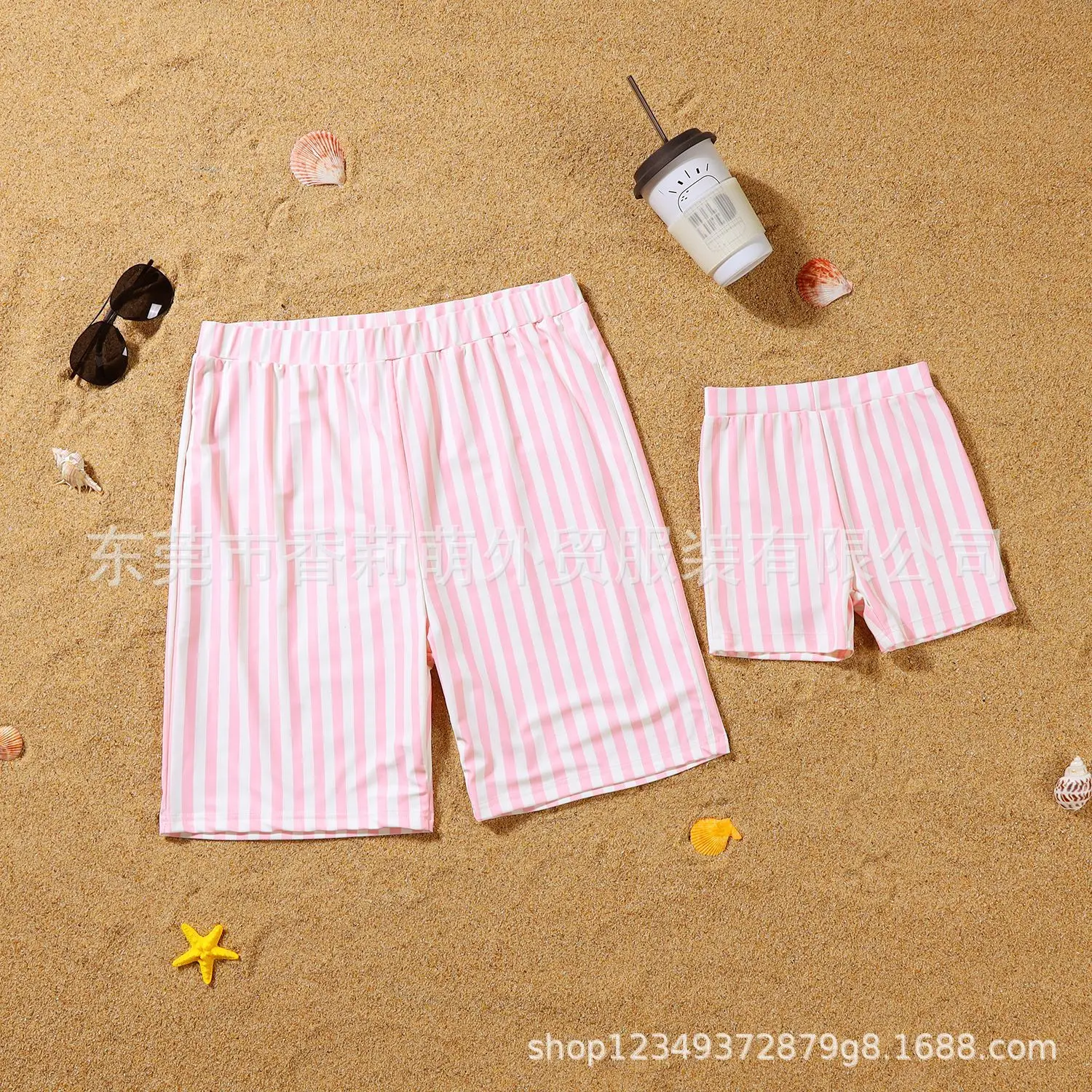 2026 Summer Striped One-piece Suit Skinny Swimwear Swimming Trunks Family Matching Swimsuit Parent-child Holiday Look Beachwear