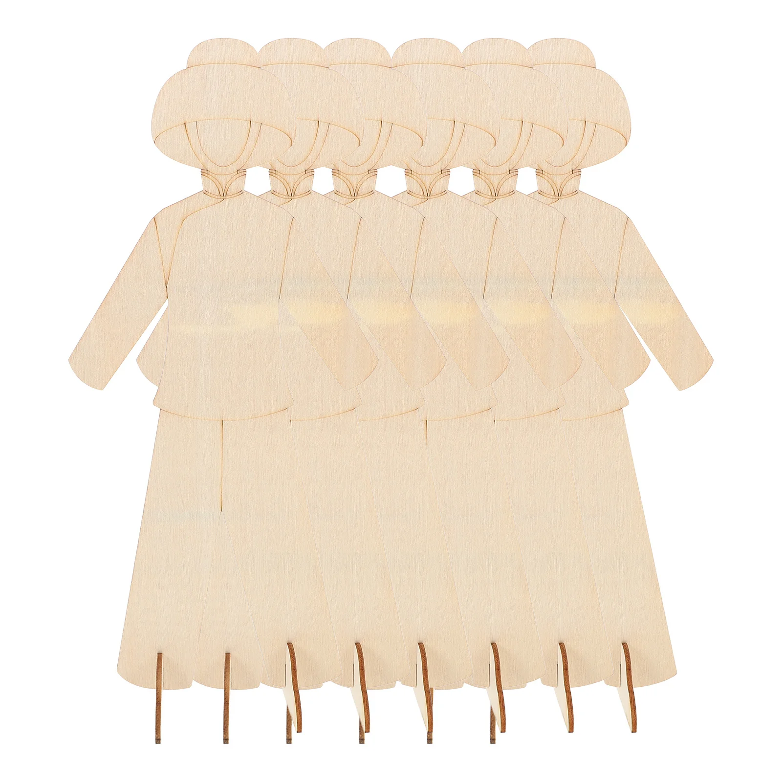

6Pcs DIY Wooden Cutouts Unfinished Chinese Costume Slices Smooth Sturdy Surface Graffiti Craft Accessory Party Decor