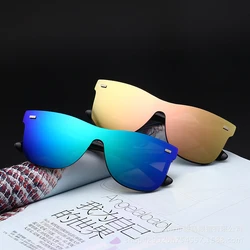 New Luxury Siamese Sunglasses Men Rice Nails Ladies Sunglasses Colorful Retro Sun Glasses UV400 Pink Mirror Shades For Women