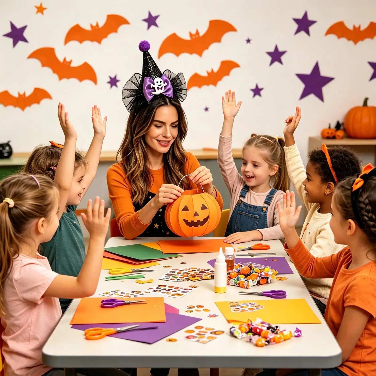 Halloween Spider Web Witch Hat Pumpkin Ghost Festival Skull Headband Holiday Party Atmosphere Props Tiara Hair Accessories ﻿