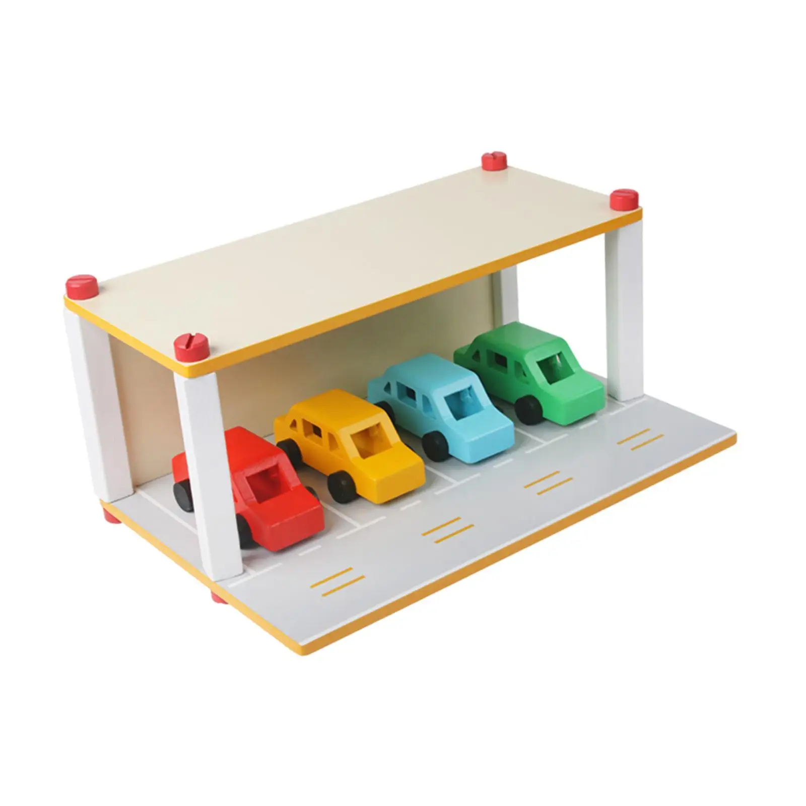 

Wooden Toy Parking Lot with Car, Garage Toy Set for 3 Years Old