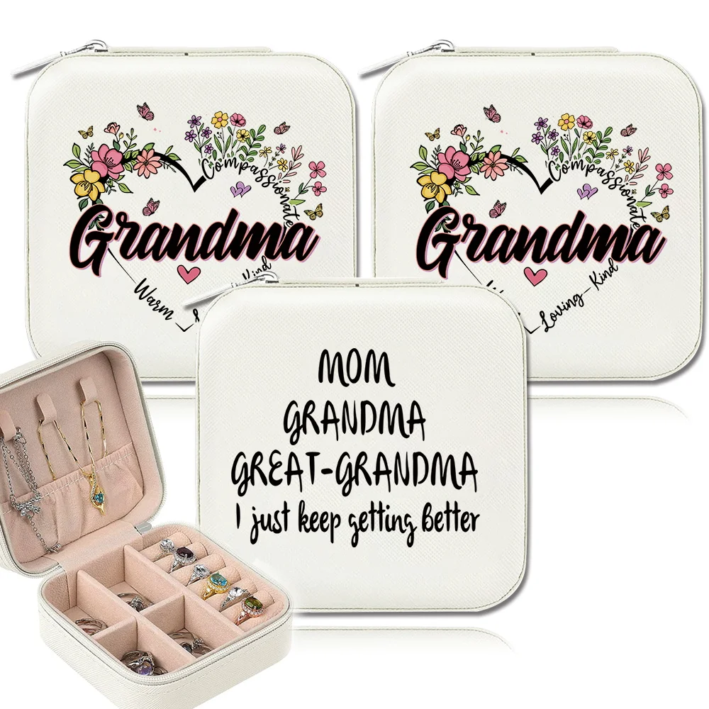 

Многосекционная шкатулка для украшений из искусственной кожи для женских аксессуаров, водонепроницаемый органайзер для драгоценностей, квадратная шкатулка для украшений с узором «Бабушка»