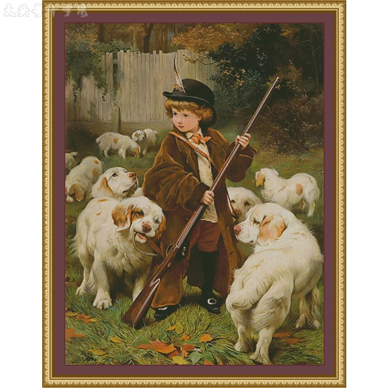 [ZZ5357-Charles Burton Barber s Courage and Loyalty] Stamped Cross Stitch Kit 14/16CT Printed Canvas Cotton Floss DIY Embroidery