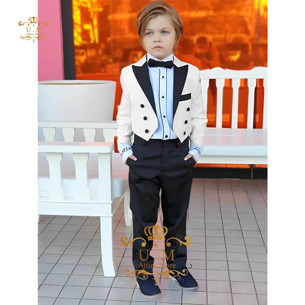 Premium Kids' suit 2-piece set peak lapel double breasted tailcoat pants for boys' formal events wedding cocktail birthday party