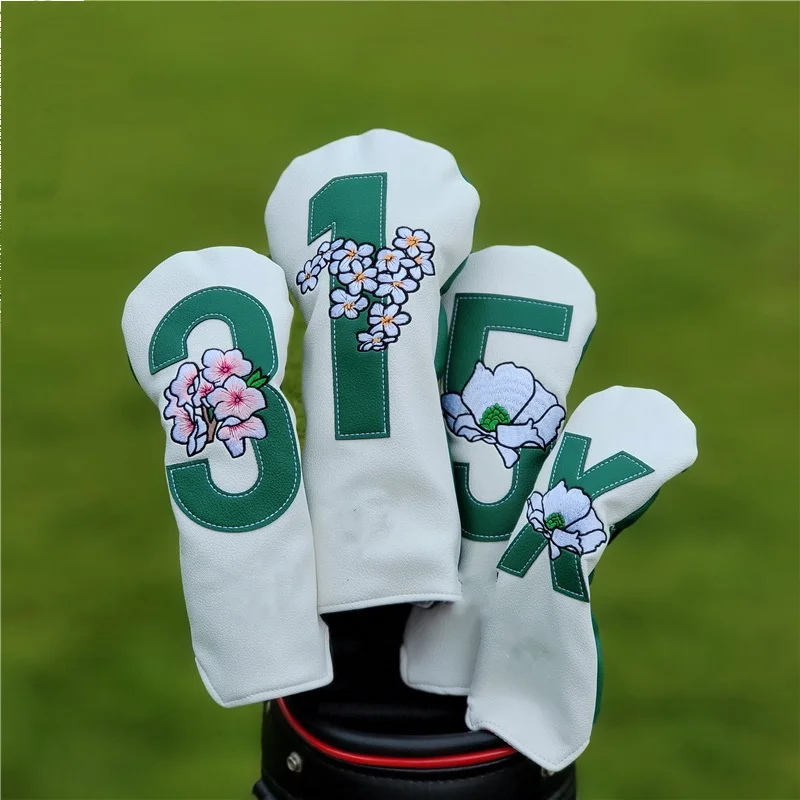 Embroidery Number Golf Club #1 #3 #5 Wood Head covers Driver Fairway Woods Cover PU Leather Head Covers Golf Putter Cover