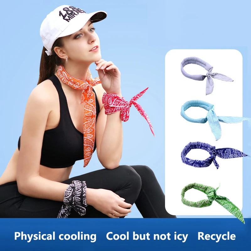 1 PCS Ice Cooling Bandana Outdoor Sport Body Scarf Wrap Cool Headband Neck Cooler Sport New Cooling Ice Zone Sports Bandana