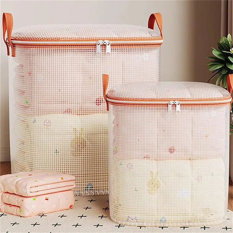 New Large Capacity Quilt Storage Box Mesh Waterproof Clothes Storage Bag PVC Moisture-proof Luggage Bags