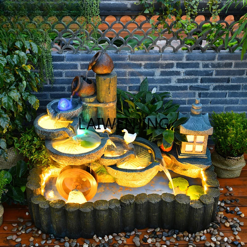 HLZ fish pond flowing water table pool fish tank decoration clay pot fountain water feature