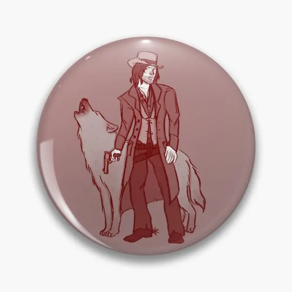 John Marston Wolf Spirit Animal  Soft Button Pin Decor Metal Women Hat Funny Brooch Clothes Cartoon Lapel Pin Collar Creative