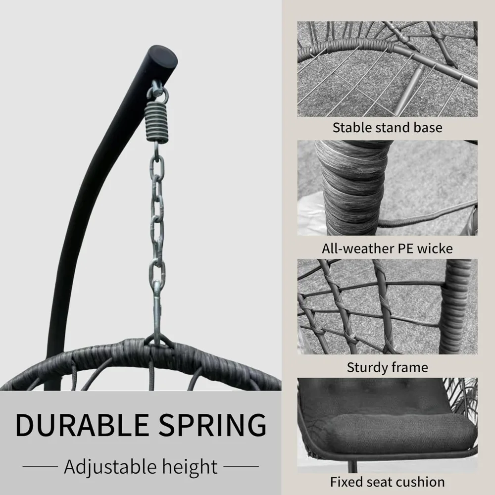 

Hanging Egg Chair with Stand Indoor Outdoor, Foldable Rattan Wicker Hammock Egg Swing Chair for Bedroom Porch Patio, Customized