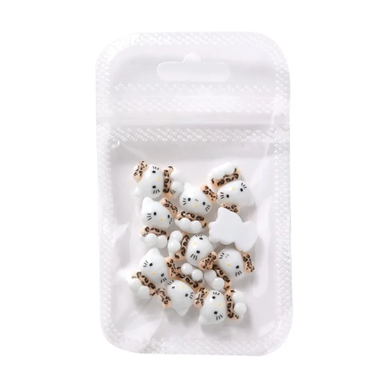 50 قطعة جديد ليوبارد طباعة مرحبا كيتي مسمار السحر ثلاثية الأبعاد الكرتون ستار ، القلب ، وربطة عنق مسمار الفن اكسسوارات لمظهر مانيكير أنيق