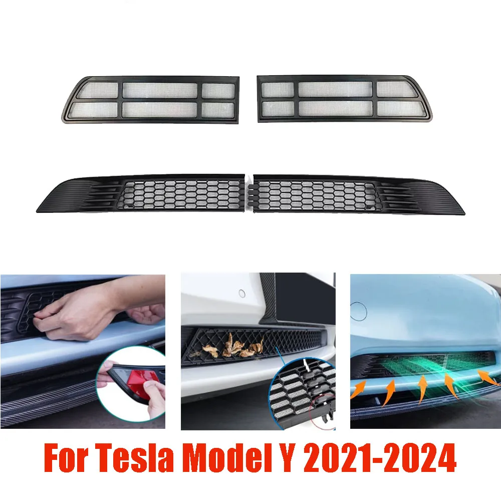 

Front Grill Guard Grille Inserts Mesh for Tesla Model Y 2024 2023 2022 2021 Air Inlet Vent Cover Bumper Grid Filter Accessories