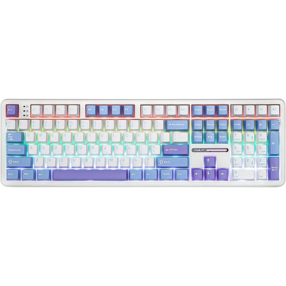 Full Size Mechanical Gaming Keyboard with 4000mAh Battery, 108 Keys, RGB Backlight, Compatible with Mac/PC/Android