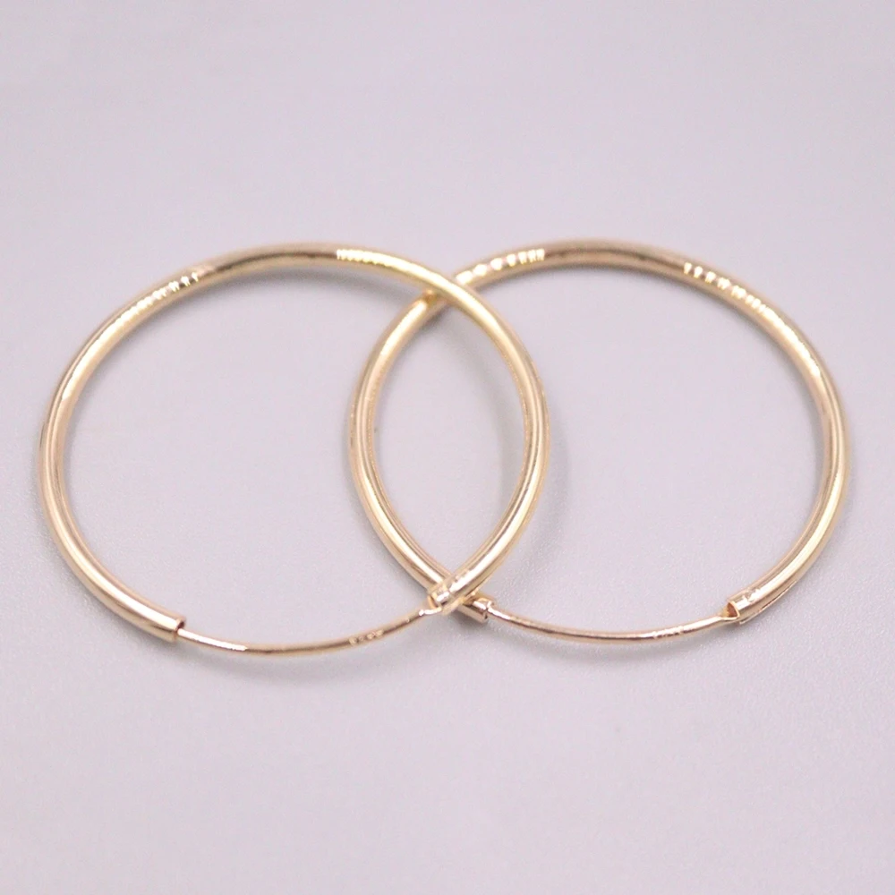 

Real Solid 925 Sterling Silver Hoop Women Lucky Yellow Smooth Circle Dangle Earrings