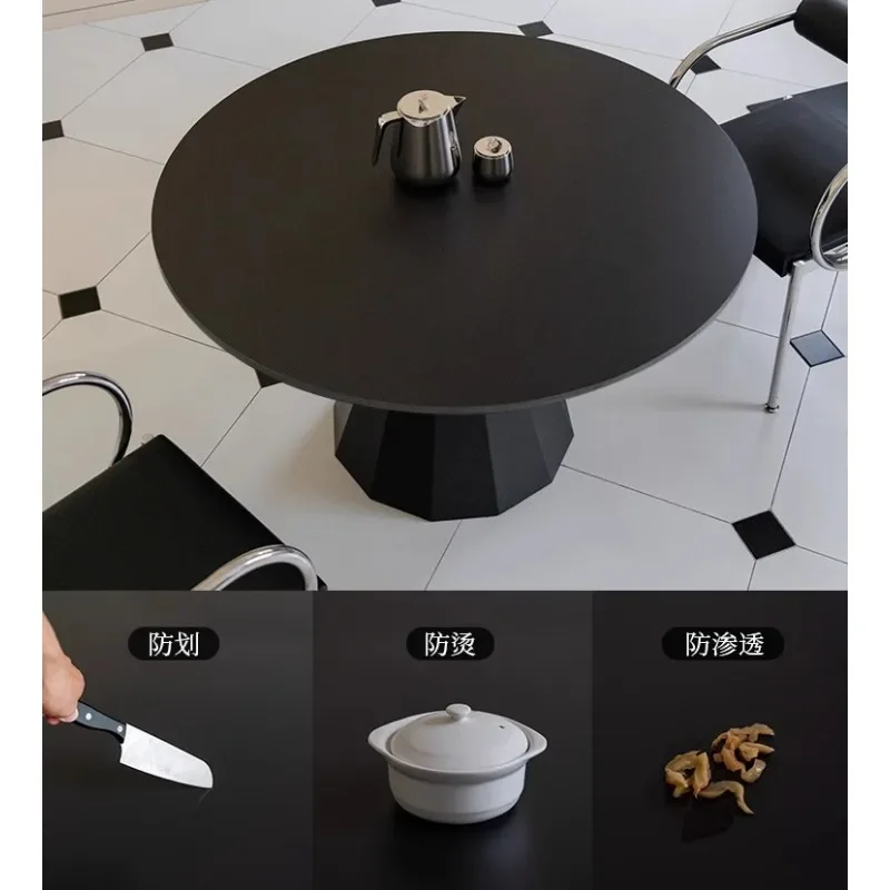 Black rock slab anti-scratch, anti-fouling and anti-scalding small apartment table