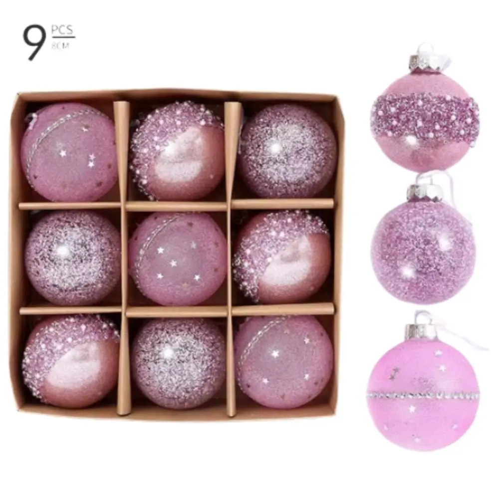 

9pcs 8cm Christmas Balls Set Shatterproof Reusable Christmas Hanging Balls Exquisite PET Christmas Tree Ornaments