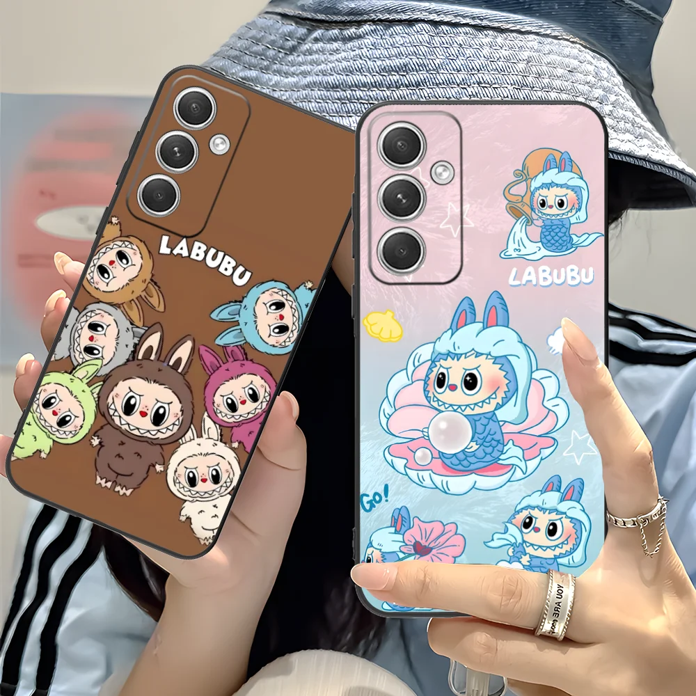 Cartoon Labubu Phone Case for Samsung Galaxy S24 S23 S22 S21 S20 S10 S9 Plus FE Ultra Lite Black Cover Smartphone