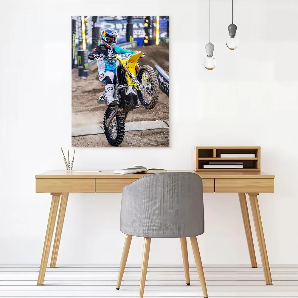 Motocross Rider Performing a Wheelie Poster Canvas Wall Art Personalized Print Modern Painting Perfect Gift for Bedroom Mural