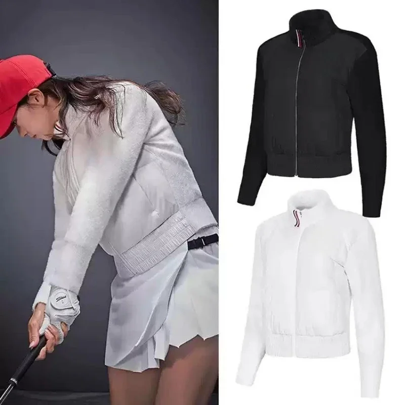 Women's Golf Goose Down Jacket 2026 New Korean Style Windproof Warm Premium Stand Collar Zip-Up Lightweight Fashion Sporty Soft