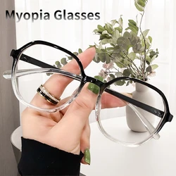 Myopia Glasses Women Prescription -1.0 To -6.0 Brand Design Clear Lens Round Frame Transparent Black Brown Diopter Minus
