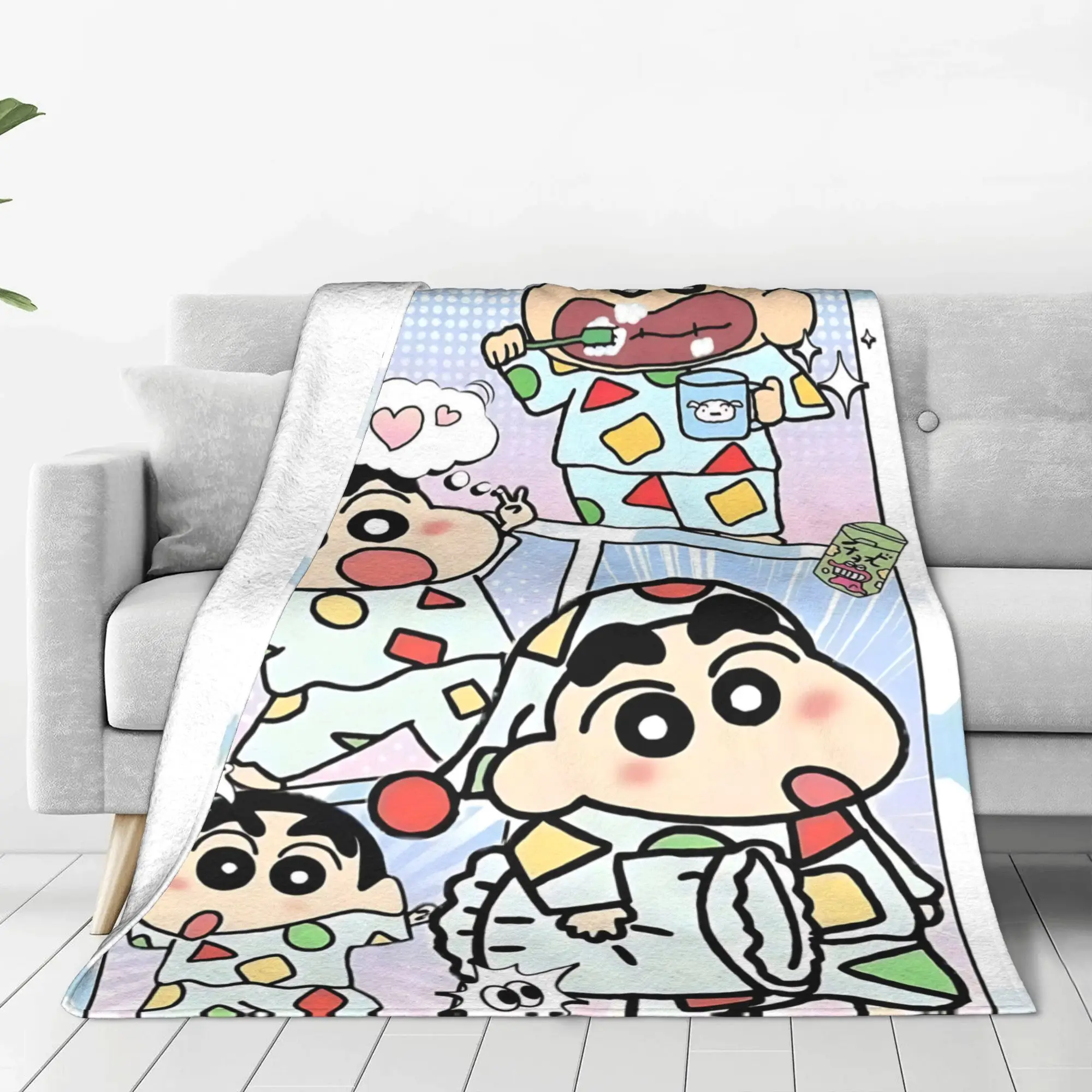 1PC home Cutecore Crayon S Shin chan  Blanket Super Cosy Plush Home Living Room Sofa halloween