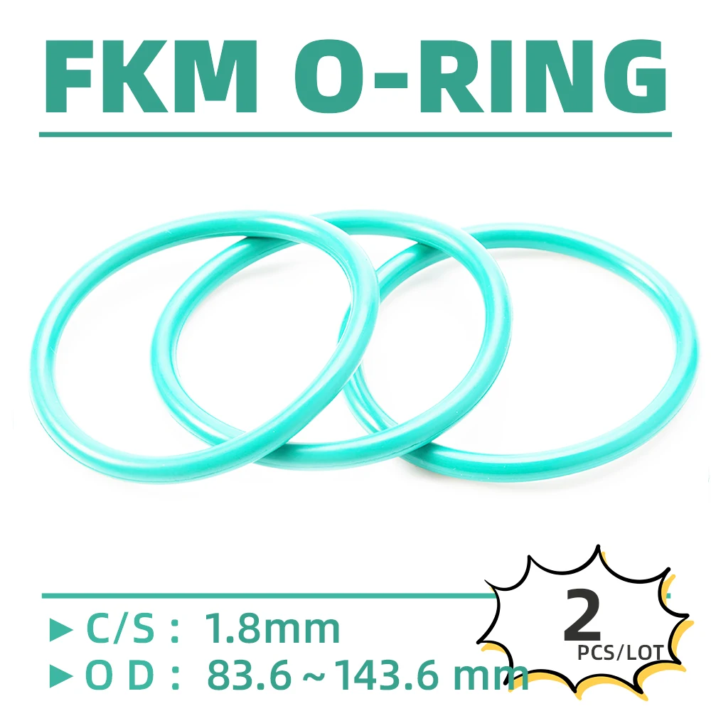 

2PCS/Lot Rubber FKM CS 1.8 mm OD 83.6/86.1/88.6/91.1/93.6/96.1/98.6/101.6/103.6/108.6 mm O Ring Gasket Oil Resistant Waterproof