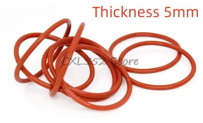 2/5/10Pcs OD 15/16/17/18/19/20/21/22/23/24~88/90/92/95/96/100/105/110x5mm Red VMQ Silicone O-Ring Sealing Ring Washer Gaskets