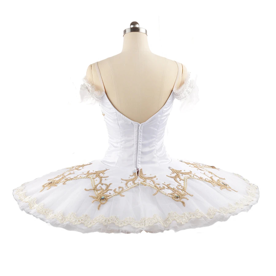 Sleeping Beauty Variation Professional Ballet Tutus Dress stain White and Gold Classical Ballet Costume For Girls tutu JN0157