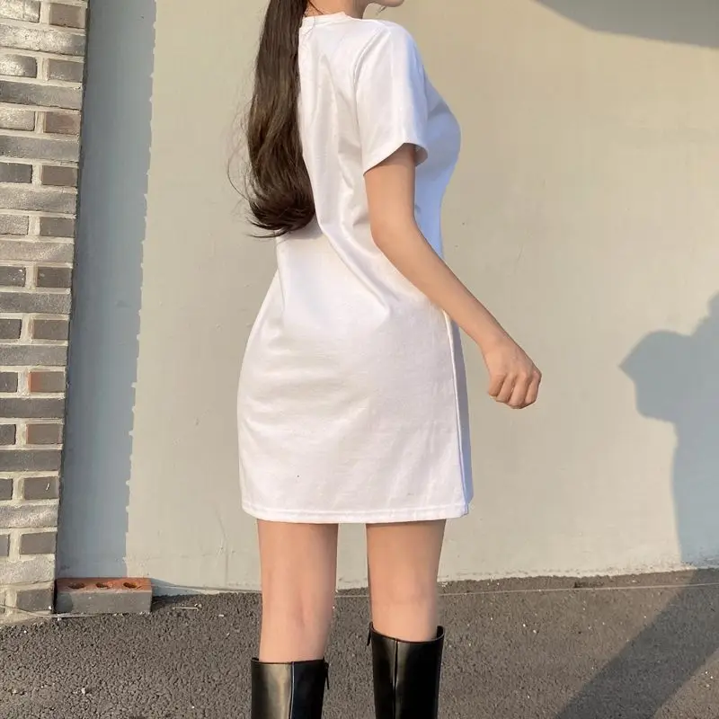 T-shirt décontracté Spor pour femmes, longueur Midi, coupe ample, amincissant, polyvalent, en coton, rond, couleur Ne