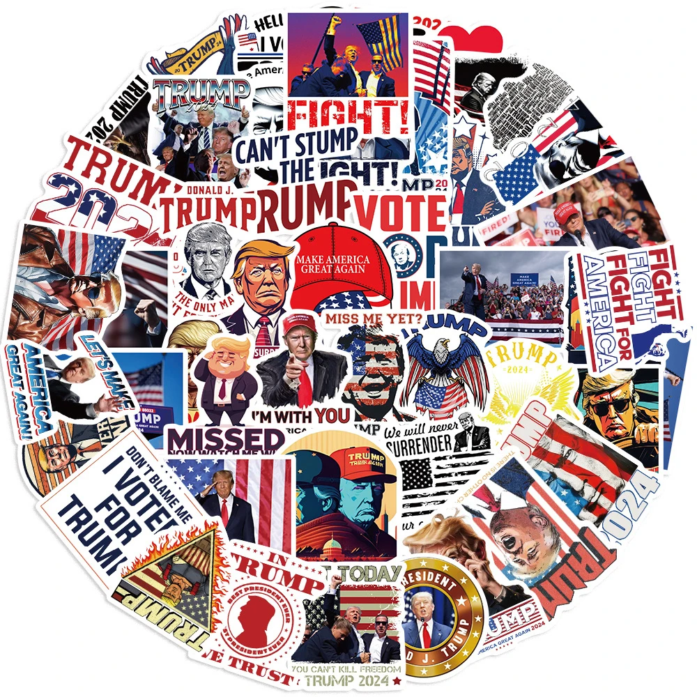 American Trump Funny Graffiti Sticker, Decalques à prova d'água, Decoração do carro, Skate, Mala, Telefone, 10 Pcs, 30 Pcs, 50Pcs, 2024