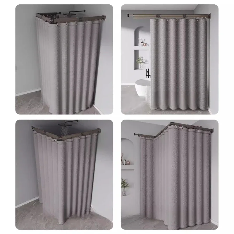 No punching in the bathroom, folding rod in the bathroom, waterproof and mildew-proof partition curtain, thickened warm
