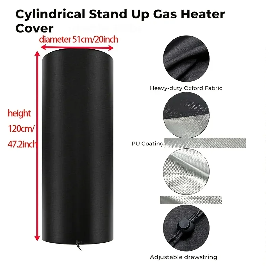 1 Piece Dust Cover for Round Three-dimensional Cylinder Heater, Patio Protection Heater Cover, Usable All Year Round