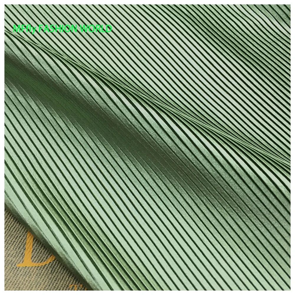 

Multicolor Pleated Satin Fabric Line Texture Fine Stripe Accordion Green Plisse Fabric for Dress Skirt Sewing Material MM315