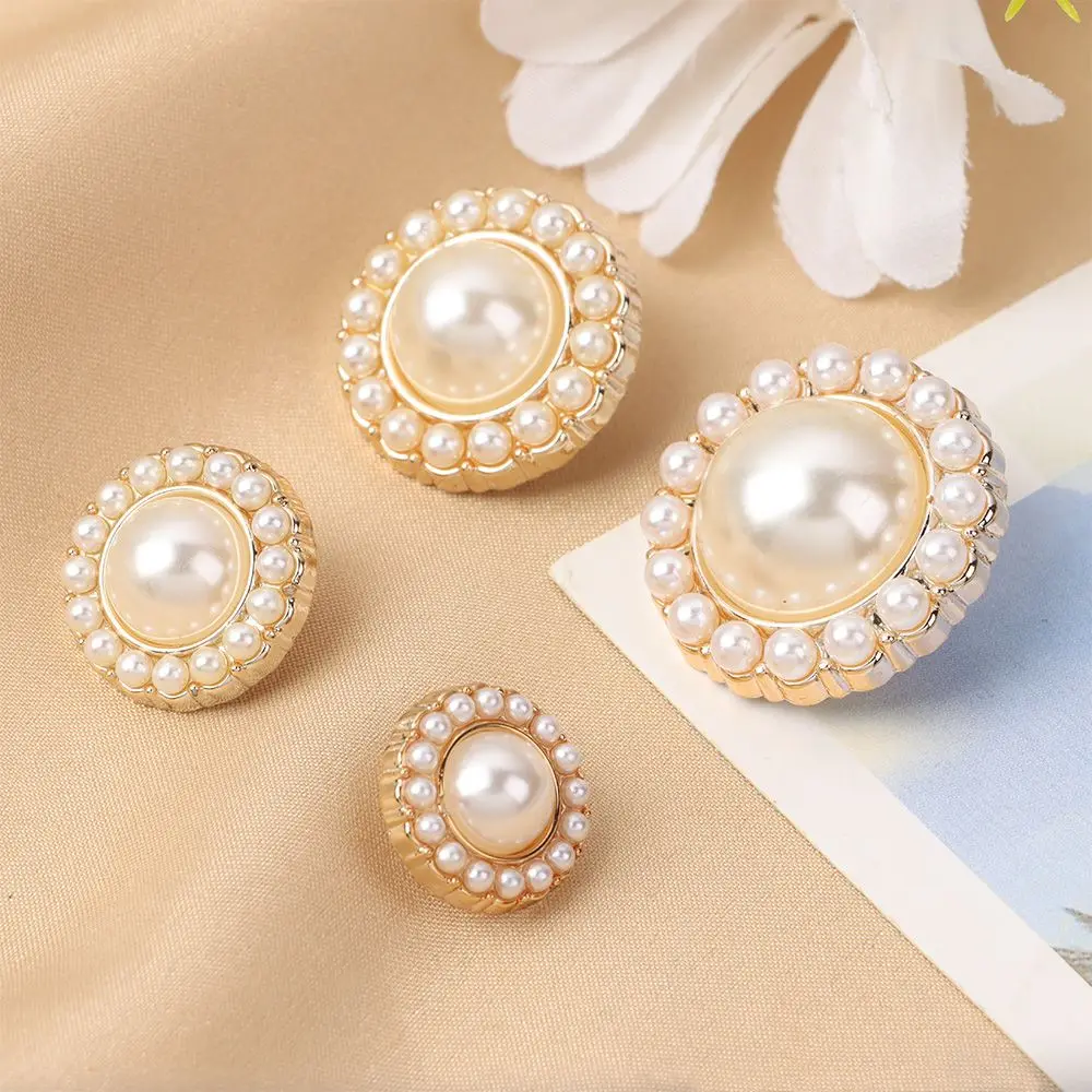 10Pcs Alloy Pearl Clothing Buttons DIY Clothing Sewing Button Needlework Handmade Accessories Decorative Sewing Accessories