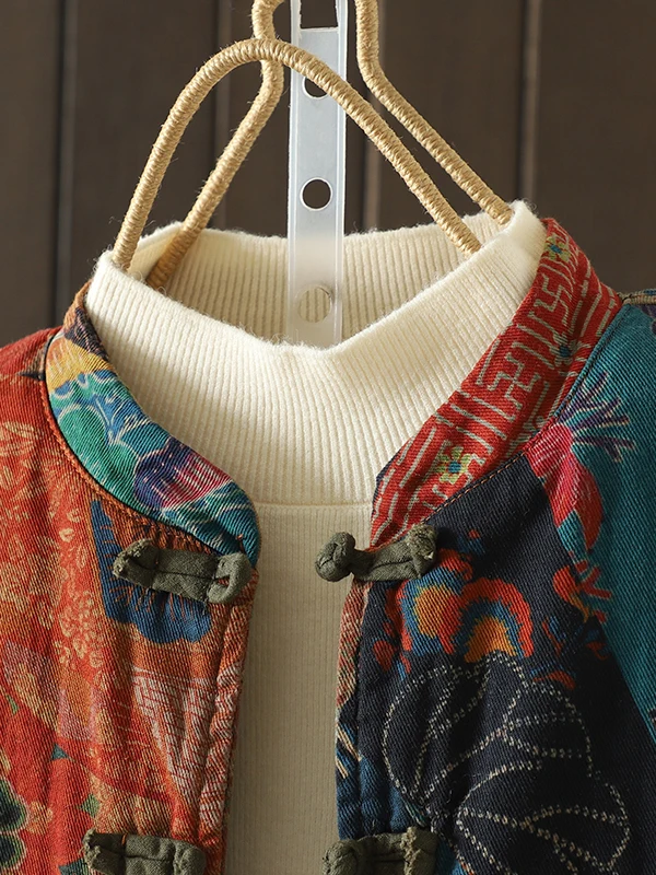 الرجعية الصينية Sle المرأة القطن الكتان سترة معطف مع زر Thiened طويلة Sve فضفاضة تناسب الشتاء ملابس خارجية #4