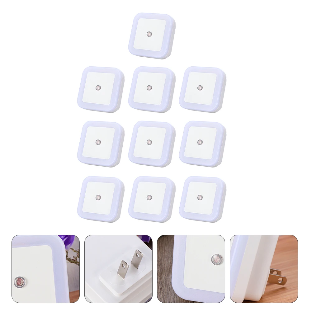 10 قطعة Led ليلة الاستشعار مصباح التوصيل في ليلة صغيرة لغرفة النوم غرفة المعيشة مكتب المنزل ضوء منخفض مع مستشعر الضوء
