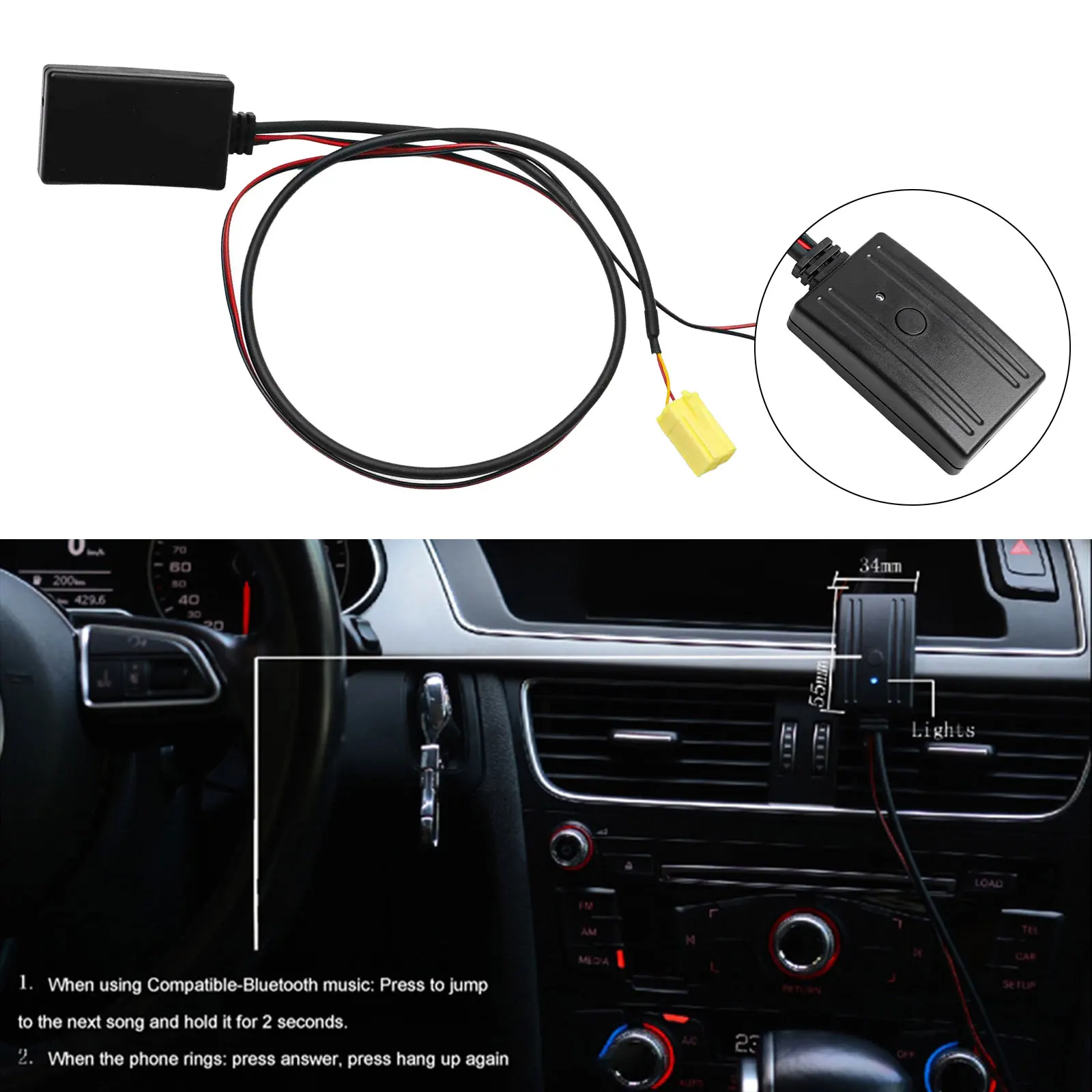 Car Audio Solution AUX Input Adapter Car Audio Connector Made Of ABS Material Practical And Reliable Wear-resistant Design