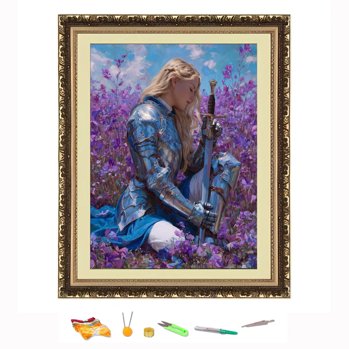 

Вышивка крестиком Девушка сидящая в цветке Нитки для рисования DIY Набор для рукоделия Украсьте Печатный на Canva 11CT