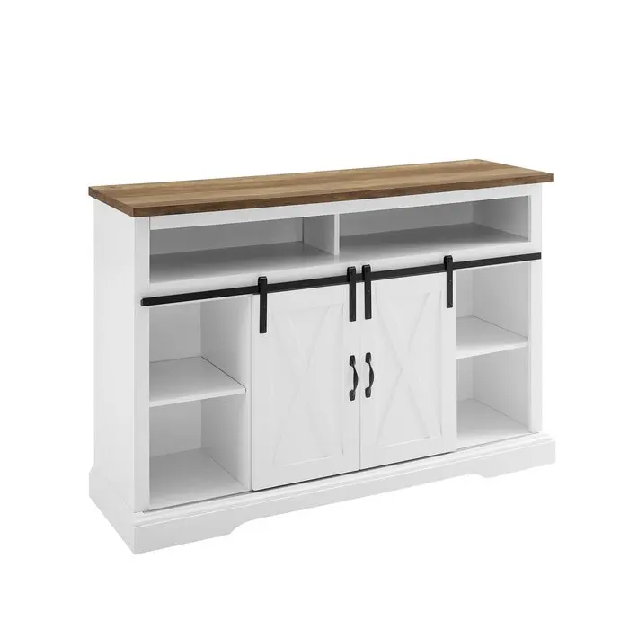 Sliding Door Vintage White Tv Cabinet Furniture Classic Farmhouse Wood Entertainment Center Tv Table Stand Modern White