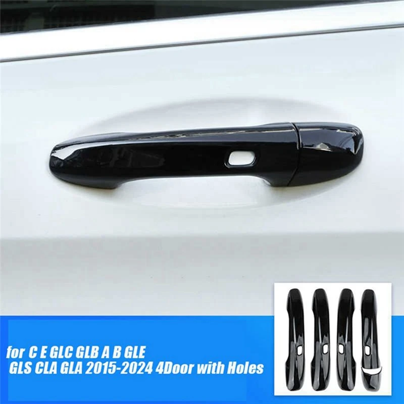 Mega Sale LHD Outer Door Handle Cover Trim Sticker Kit for Mercedes Benz C E GLC GLB A B GLE GLS CLA W205 15-24 4 Door with Hol