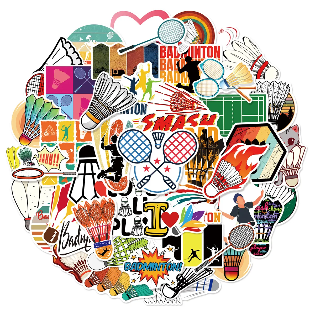 50PCS Funny Sports Graffiti Stickers Badminton Sports Cartoon DIY Decoration Children's Toys Luggage Laptop Phone Guitar Bike