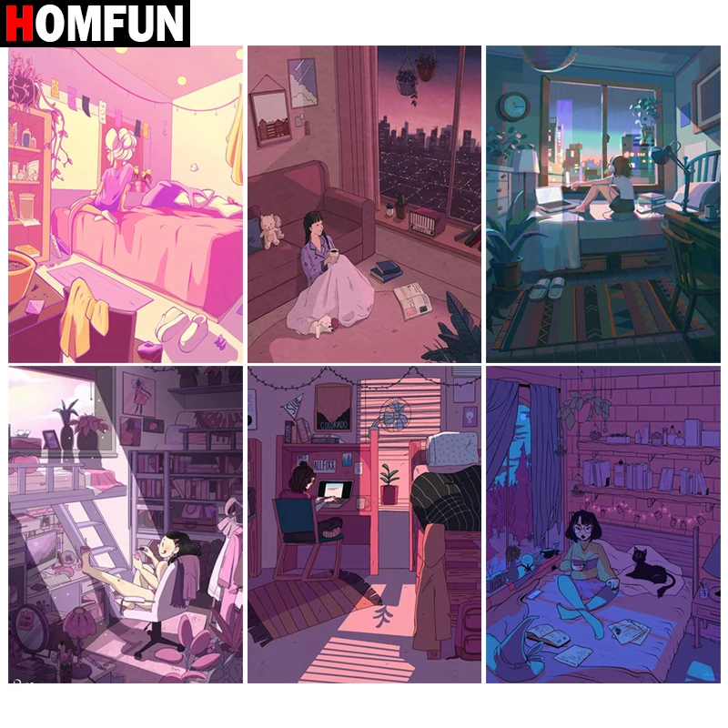 

HOMFUN Алмазная вышивка DIY Алмазная картина Набор для вышивки крестом "Пейзаж дома" 5D Рукоделие Алмазное украшение для дома