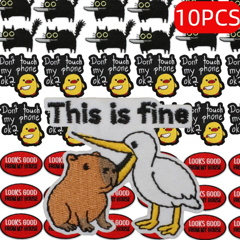 

Duck Cat Frog Iron On Patches 10/12PCS Wholesale Set of NEW Cartoon/Animal Patches Embroidered DIY For Clothing Patch DIY