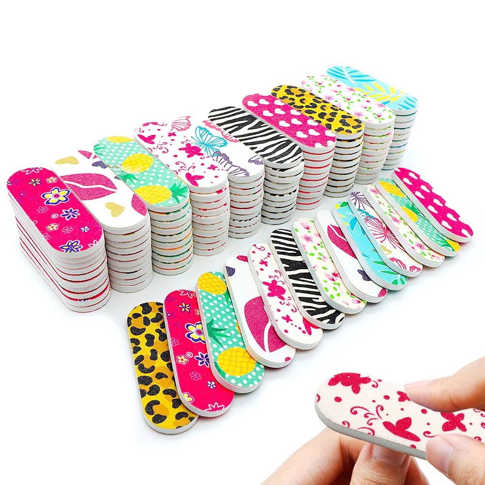 

50Pcs Mini Nail Files 100/180 Colorful Sandpaper Nails File Buffer Block Portable EVA Files For Home Salon Use Nails Accessories