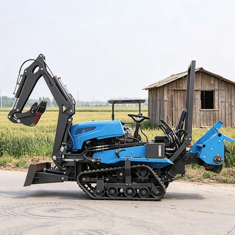 

Индивидуально настраиваемый гусеничный трактор мощностью 35 л.с. с гусеничным роторным культиватором, многофункциональным культиватором и новым сельскохозяйственным микрокультиватором