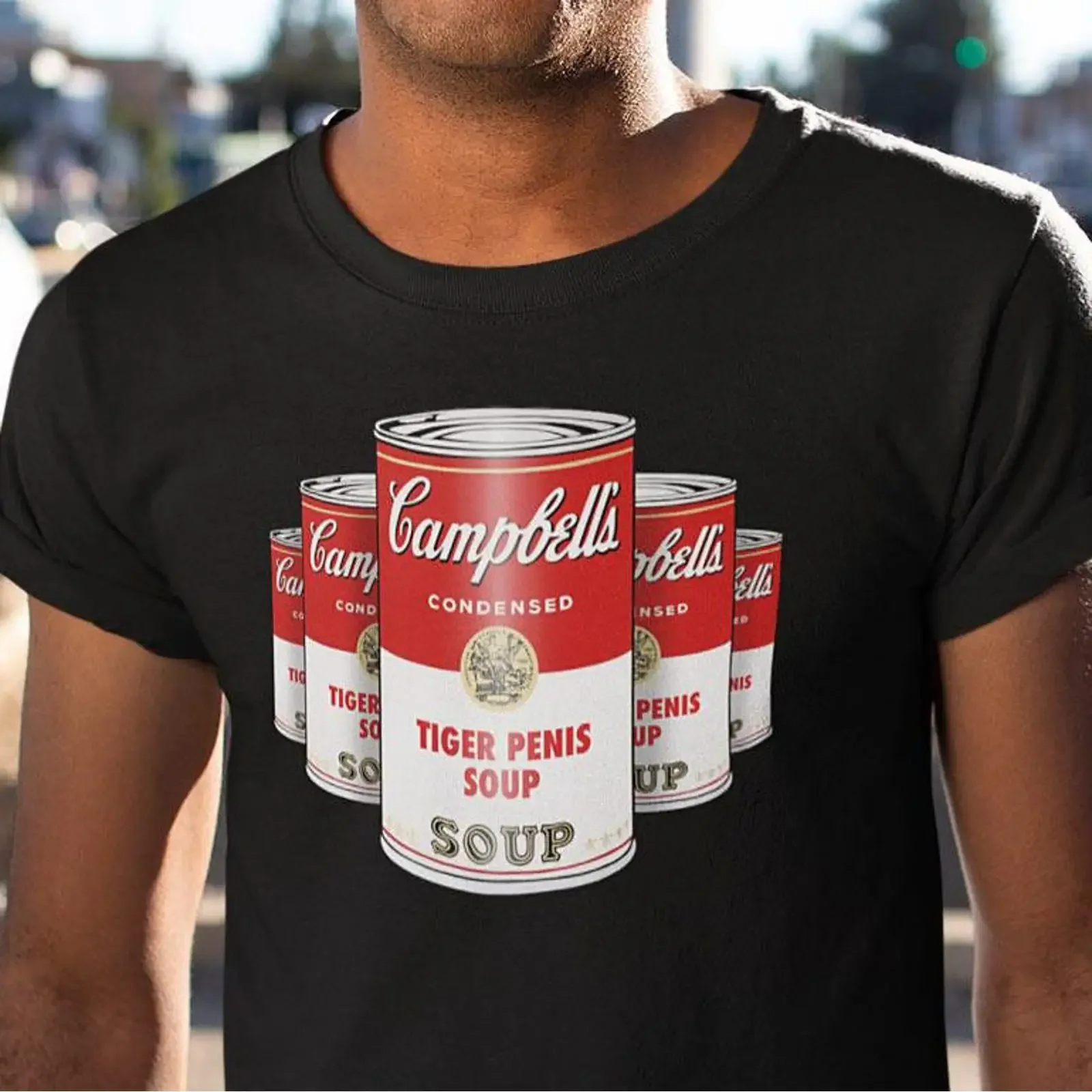Campbell's Tiger Penis Soup Pop Cotton T Shirt vintage Washed Unisex designer clothes homme Top For Everyday Wear Breathable