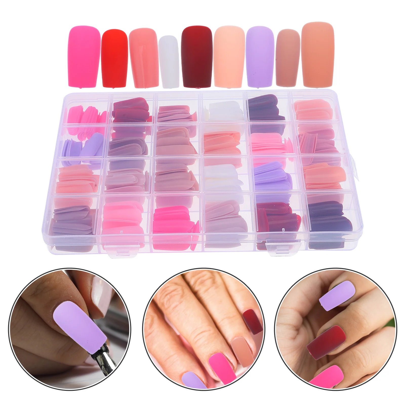 1 صندوق ضغط الأظافر نصائح الأظافر وهمية مربع الأظافر الاصطناعية عصا على النساء مانيكير الزخرفية الأظافر كاذبة يمكن ارتداؤها #3