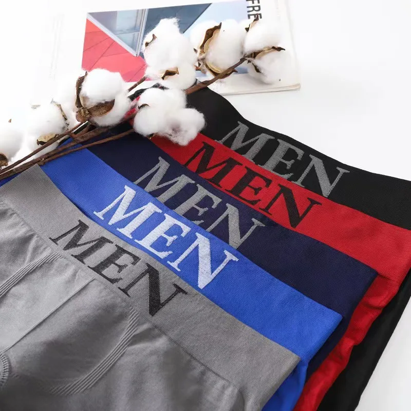 5 PCs Men's High Elastic Plain Color Comfortable Boxer Briefs Panties Breathable Pantyhose