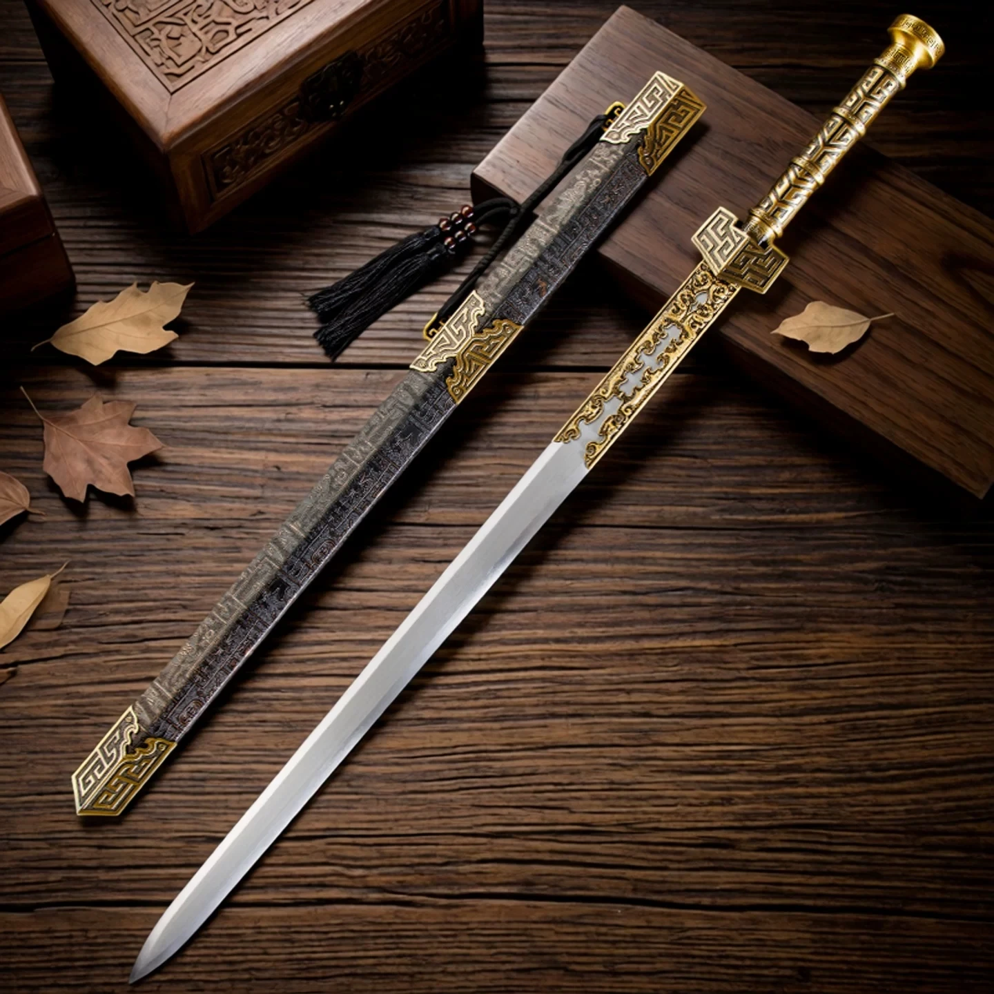 Handmade Ancient Han Style Chinese Jian High Carbon Steel Blade Decorative Collectible Sword for Home Decor Sworrd